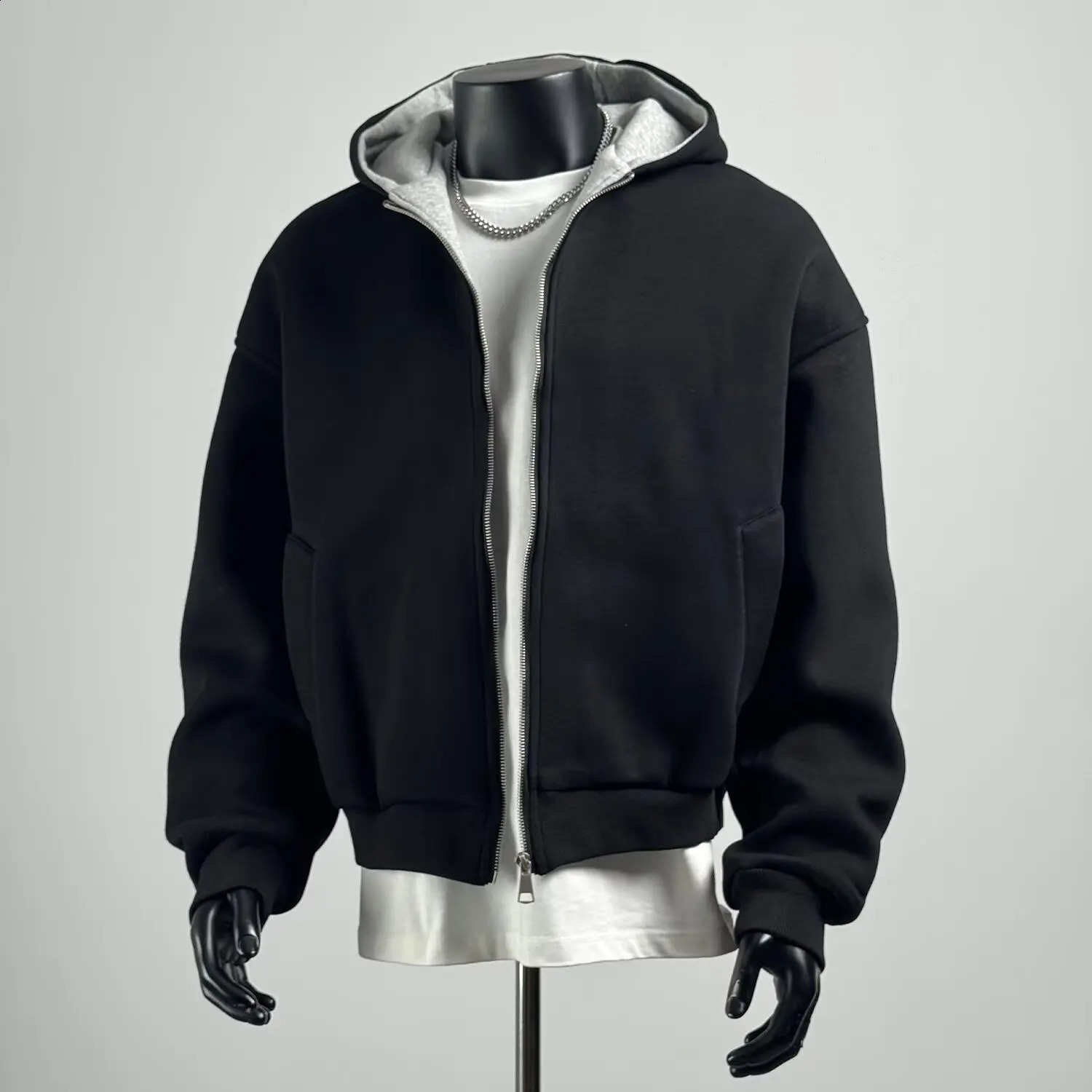 Cotton Zip Hoodies Sweatshirts for Men Autumn Black Grey Loose Hoodie Spring Longsleeved Top Oversized 2025 260812