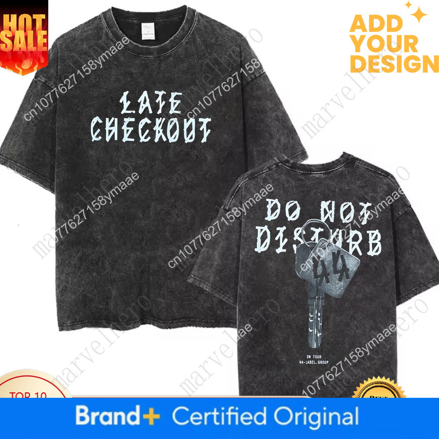 44 LABEL GROUP Cotton Trendy Vintage Tshirt Washed Tee Mens Women Hip Hop Letter Print Quality Top Streetwear Oversized Casual