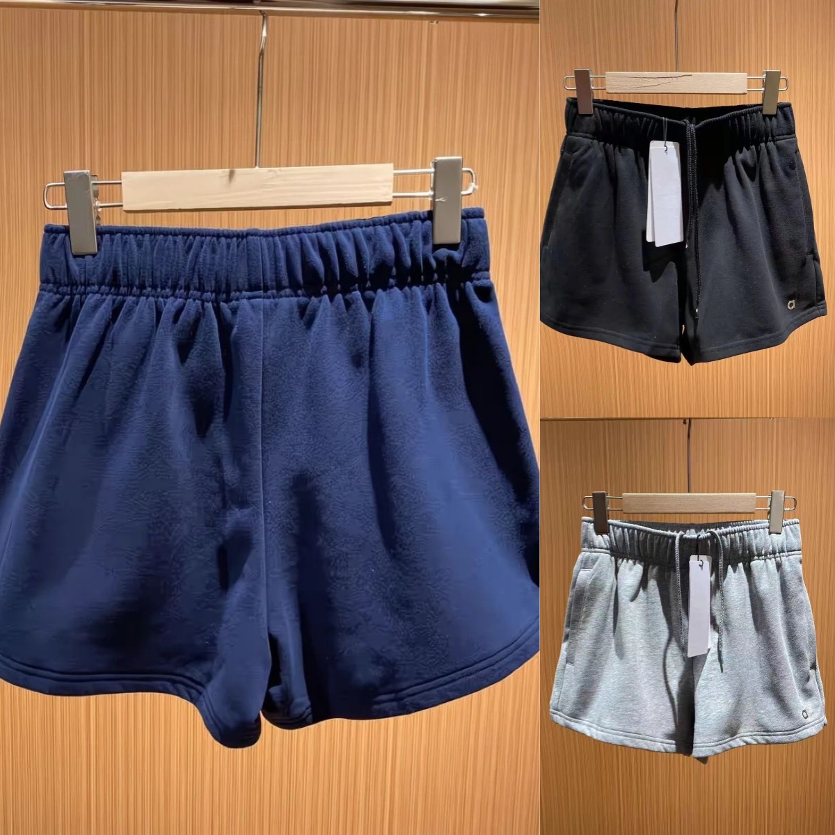 A2308 Short de sport décontracté taille haute en coton respirant argenté 3D pour femme - Short de sport décontracté de trois pouces - Idéal pour