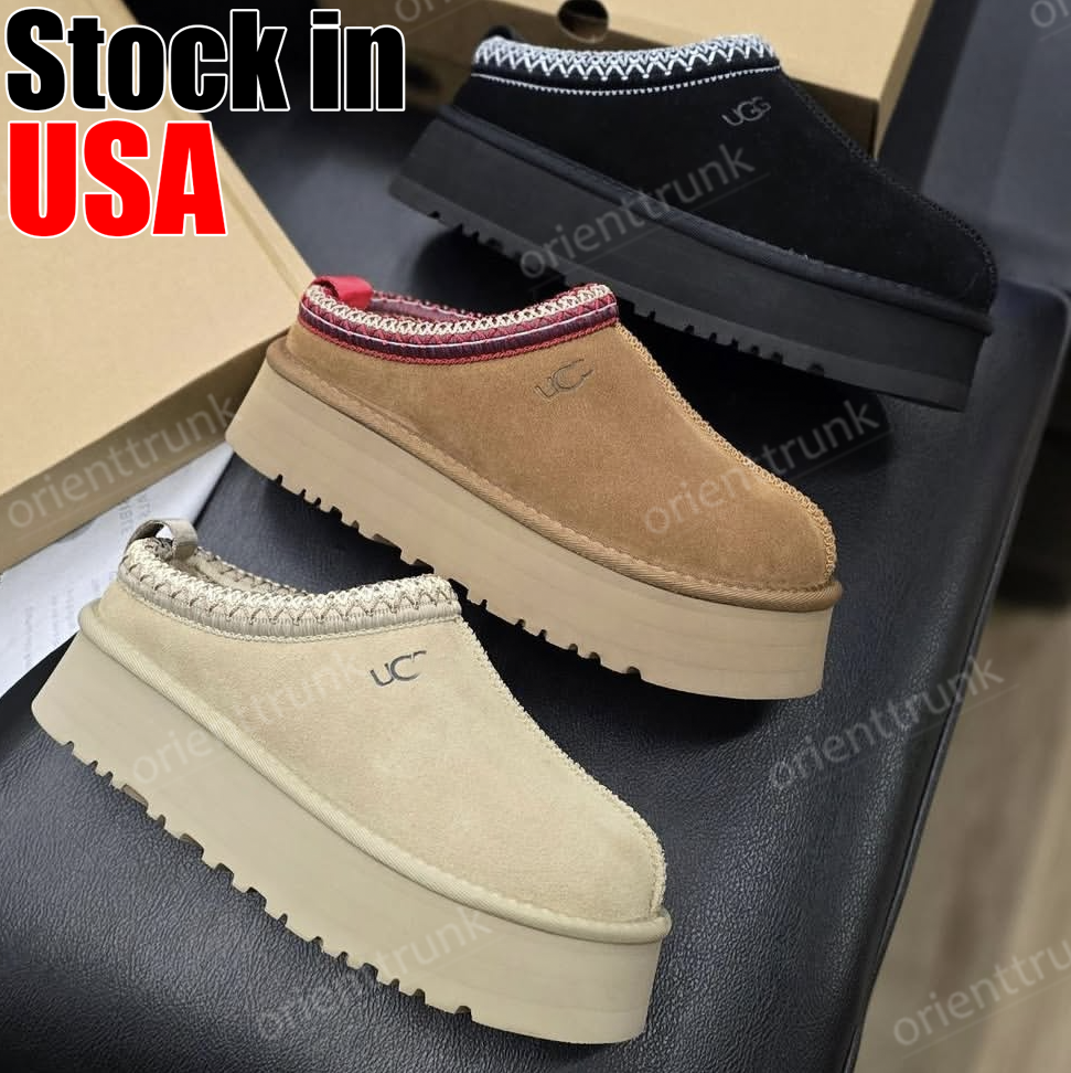 Tasman slippers sandals tazz Slides Designer Men women Fur Slides winter wool warmth retention Sheepskin Classic Ultra Mini Platform Boot mustard se