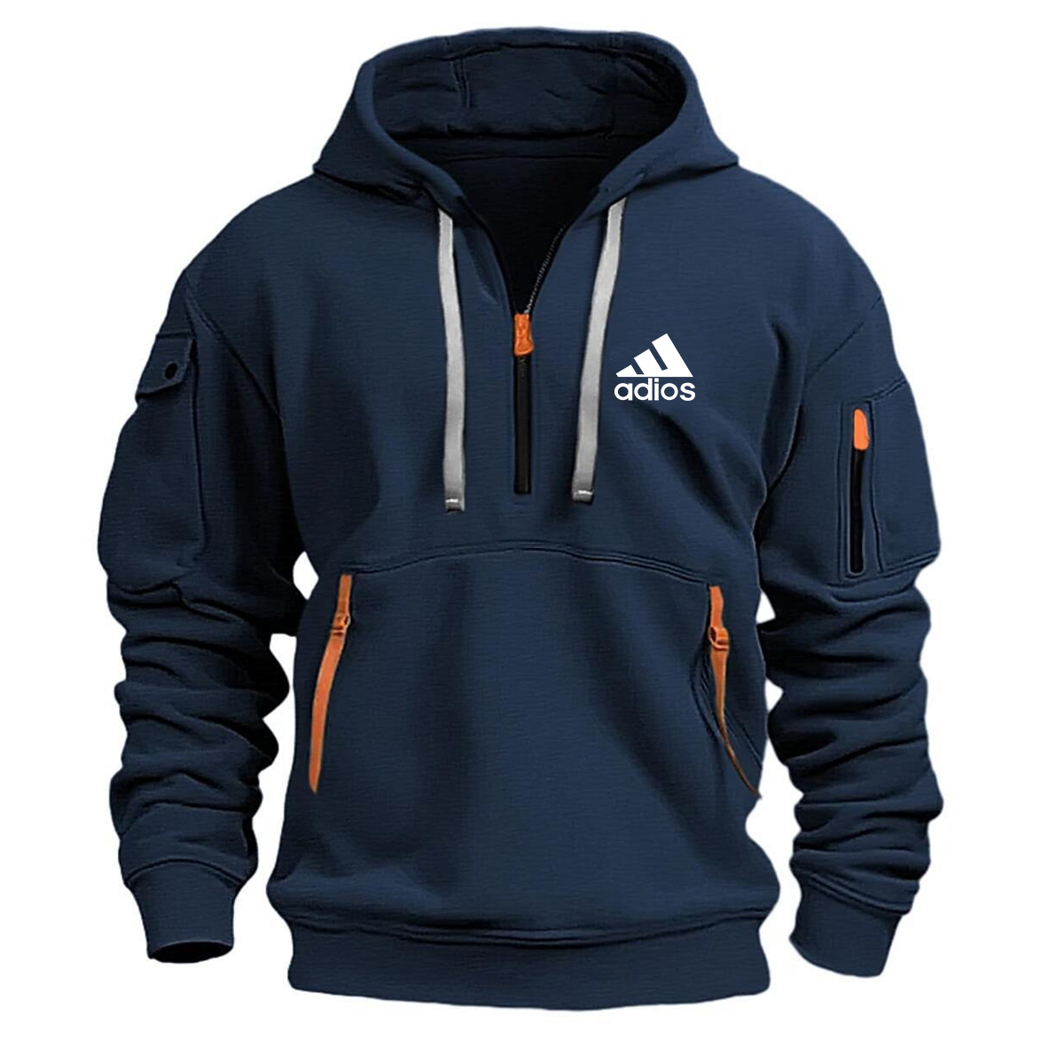 2026 Spring And Autumn Boston letter Print Men's New Fashion Half-zipper Warm Fleece Sweatshirts Multi Pocket Design Clothing