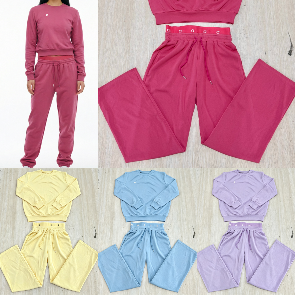 2744AO Ensemble de survêtement haut en coton mélangé doux avec sangle brodée deux pièces vêtements de mode tenue pour femme sweat-shirts pantalon