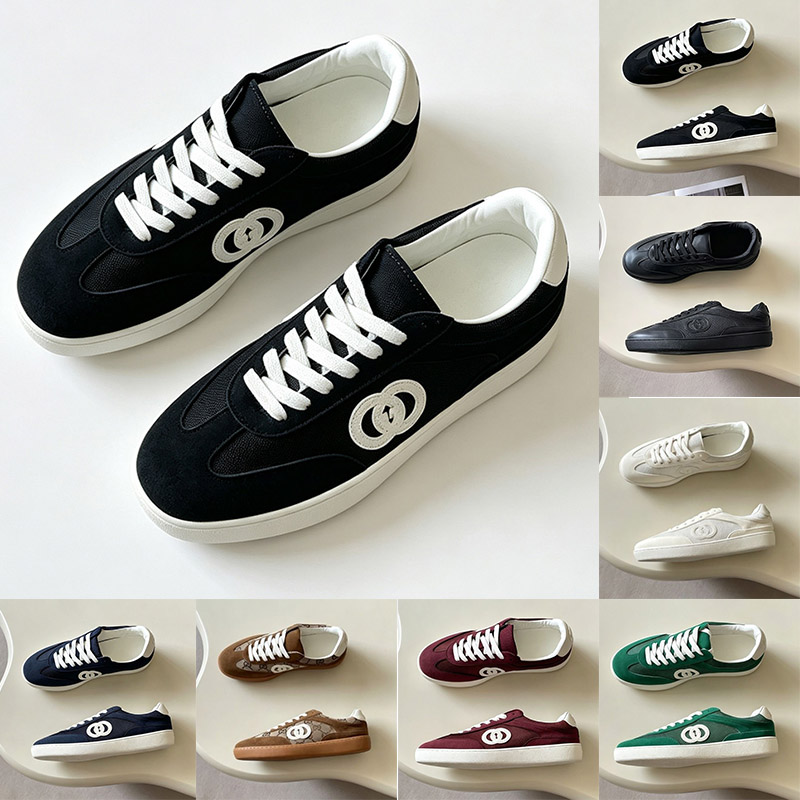 Interlocking Suede Mesh Patchwork Low Top Casual Sneakers Lace Up Retro Street Walking Fashion Shoes Size 35-45