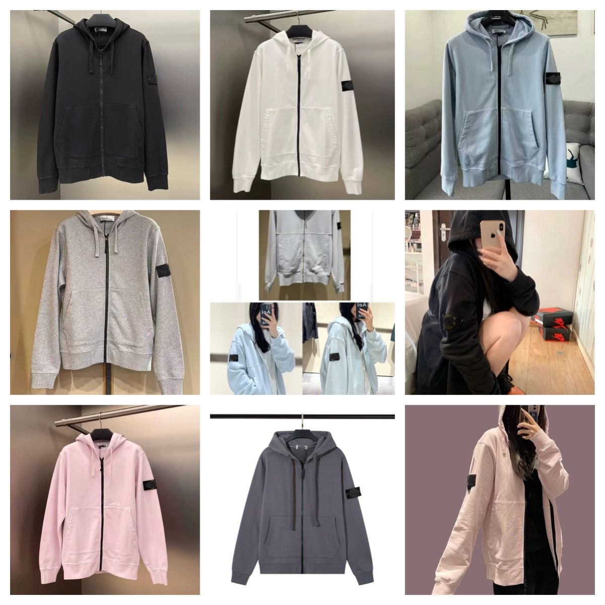 Men's Hoodies Zip Up Hoodie Solid Color Casual Sports Unisex High Street Trendy Brand Loose Full Hooded Sweatshirt For Men Women