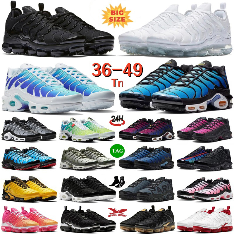 Designer Vapores Tn Plus Bubble Running Shoes Mens Womens Tnss Tns Triple White Red Black Metallic Silver Grey Sky Blue Outdoor Trainers Sports Snea
