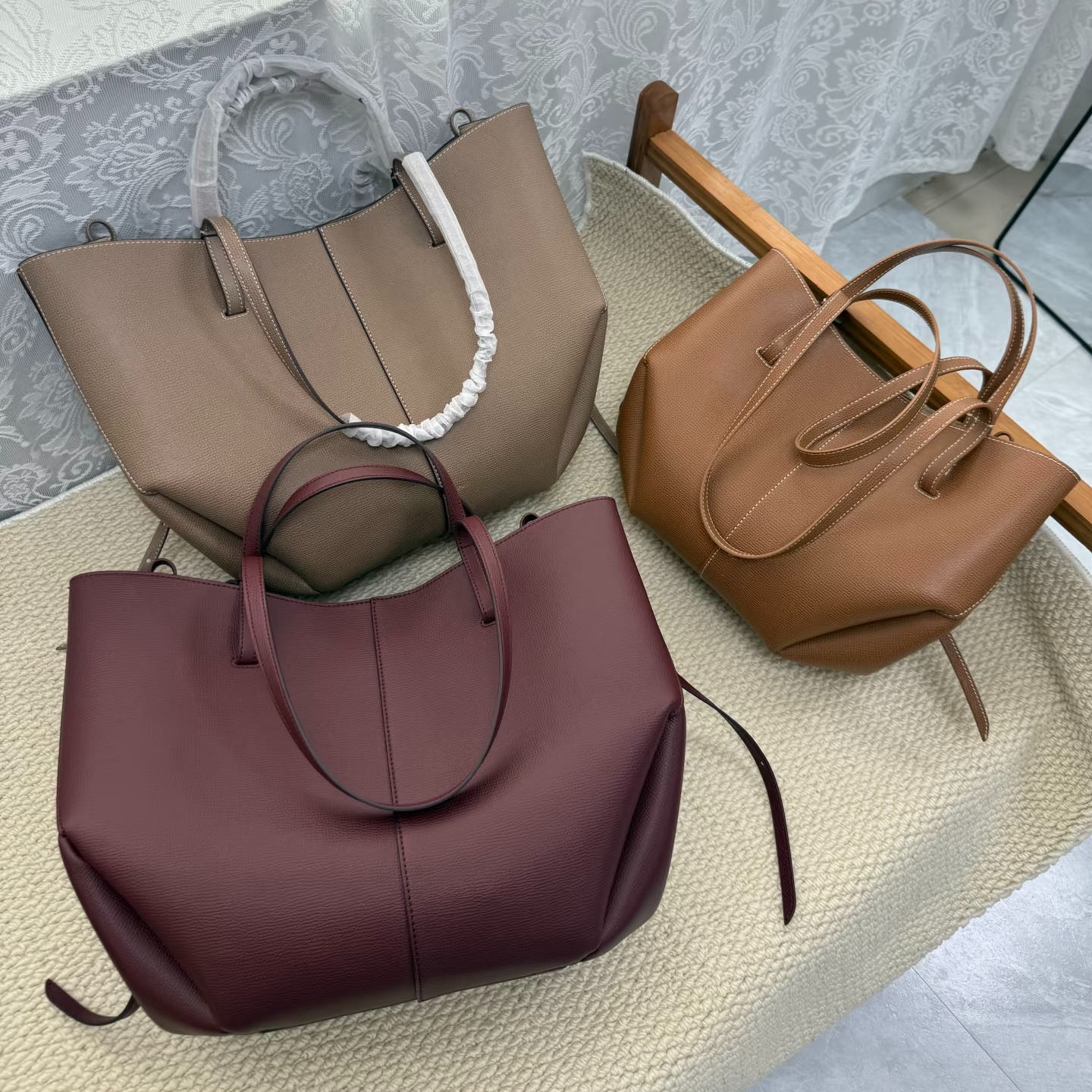 Designer Pebbled Leather Mini Tote Bags Women Top Handle Shoulder Crossbody Spacious Durable Versatile Office Casual Gold Hardware Practical