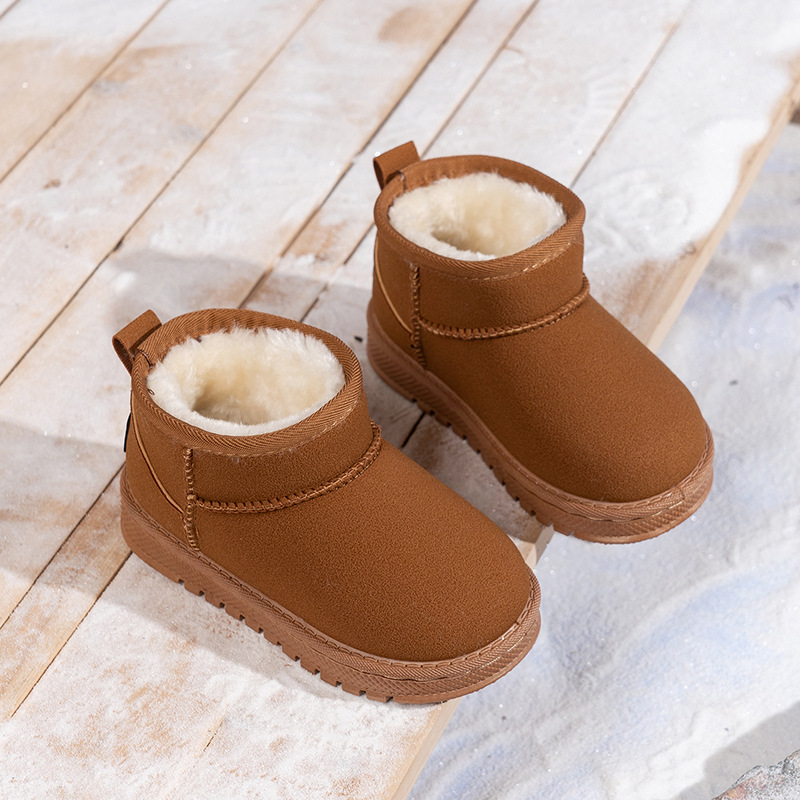 2026 Winter New Children's Designer Snow Boots Thick Velvet Keep Warm Waterproof and Anti Slip Short Boots for Boys and Girls