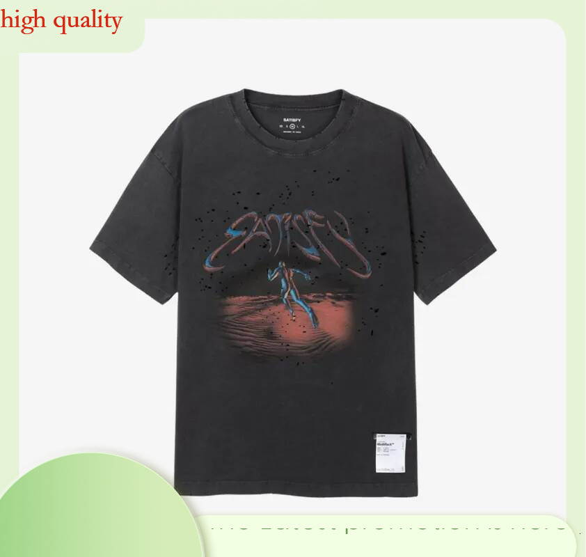 SATISFY Mens Designer T Clothes For Men Retro Dyeing Round Ne Ort Sve Pure Cotton Print Youth Casual Summer Top Trendy Tee Polo Shirt Oversized Shir