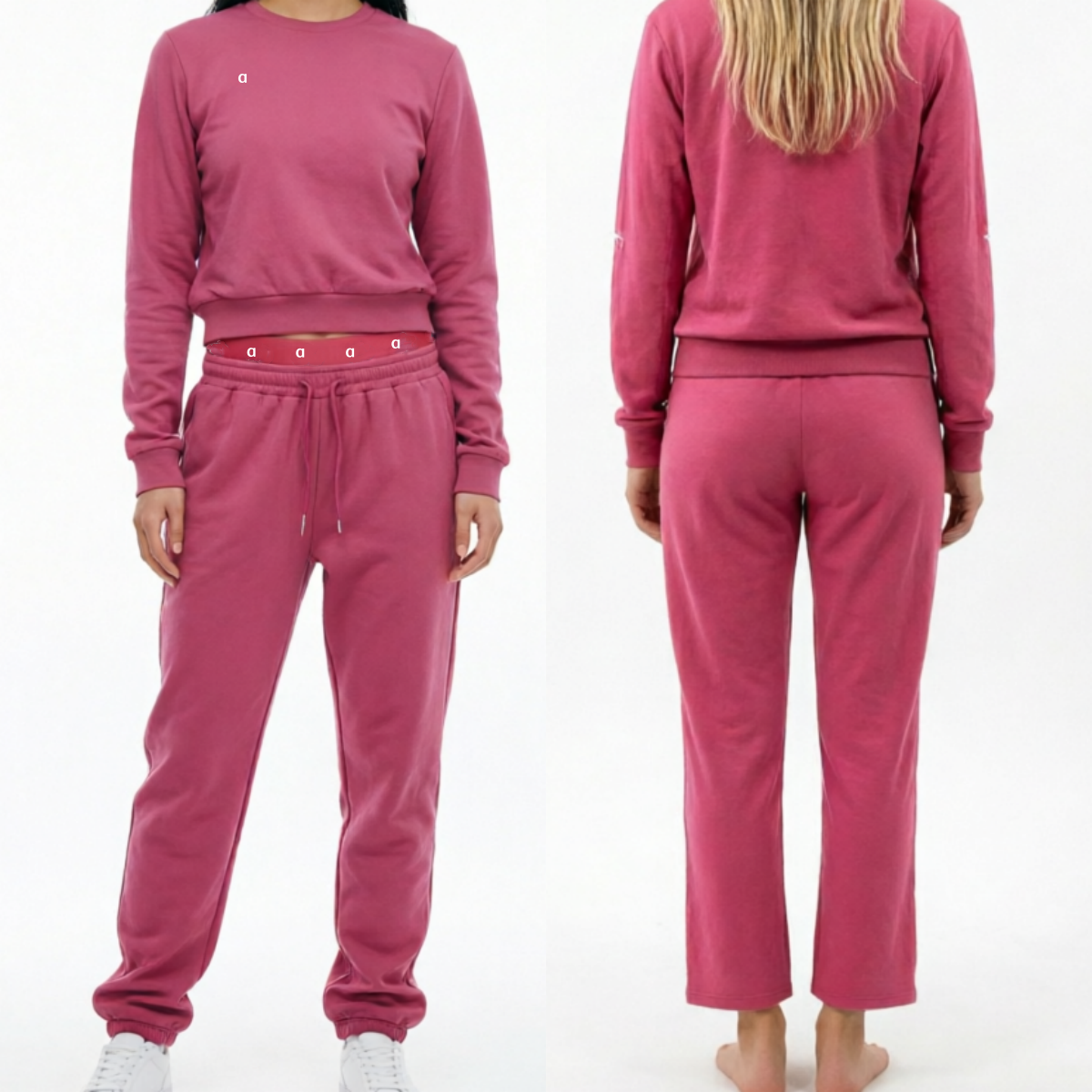 A2744 Ensemble de pantalons de survêtement haut en mélange de coton doux sangle brodée deux pièces vêtements de mode tenue pour femmes sweat-shir