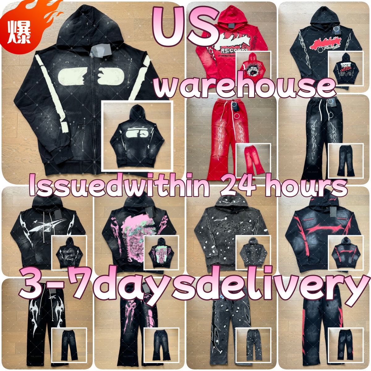 High Quality Hoodie Trend shirts Fashion Hip Hop Hoodie Street Sweatshirt Designers shirt Long Sleeve Pullover Womens Washed Sweatpant us size S-XL