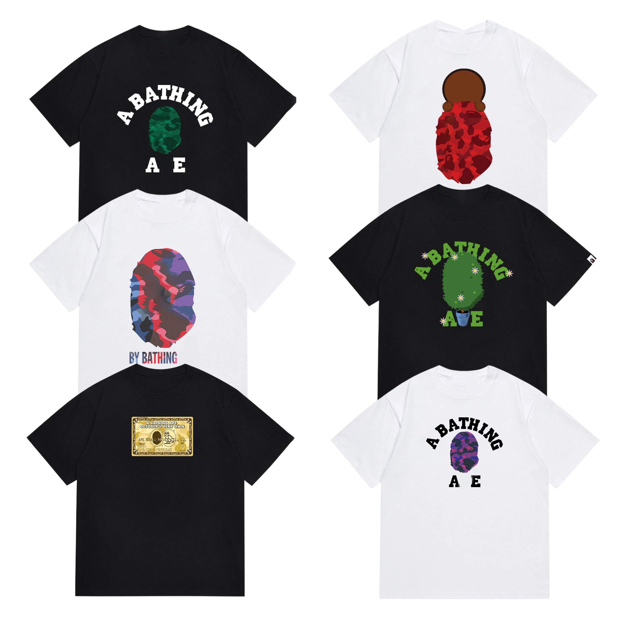 A Bathing Ape shirt Designer bapa tees Camo Ape Head Streetwear Short sleeved quick drying Mens size Womens Unisex