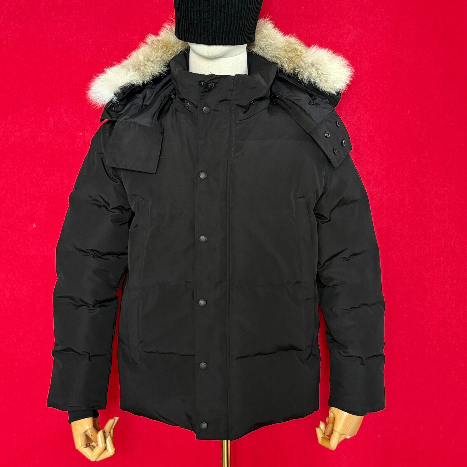 Designer Mens Winter Jacket Doudoune Jacket cana Wyndham goose Parka Homme Warm Outerwear Wolf Fur Hooded Fourrure Manteau Jacket Coat Hiver Black B