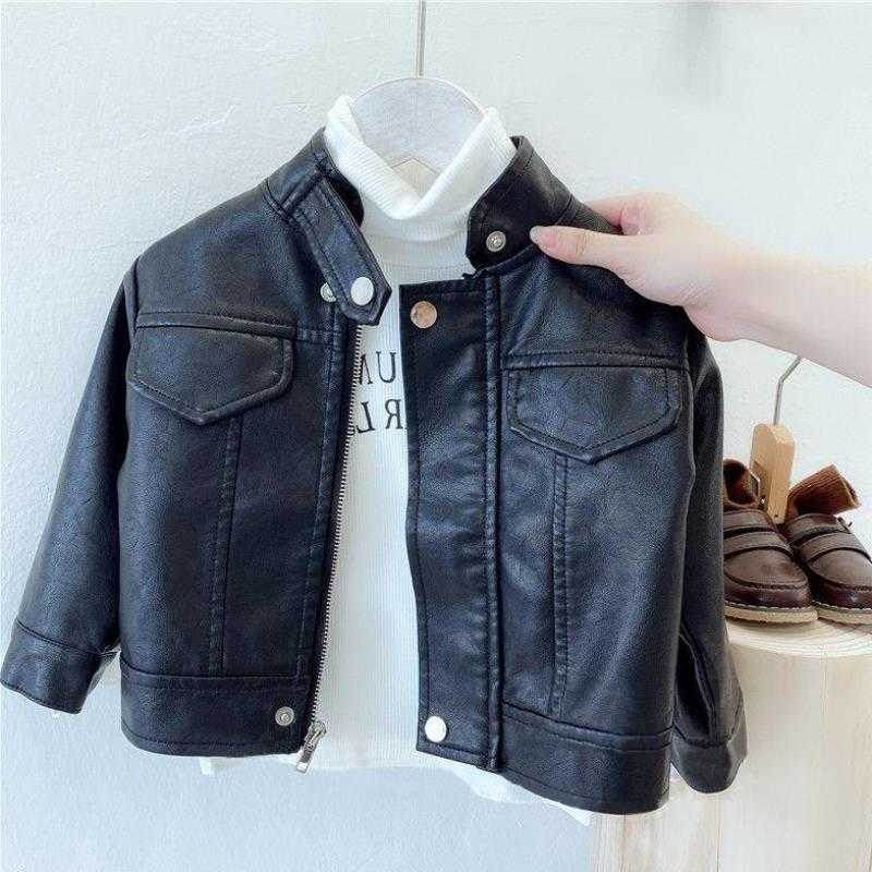 Boys' and Girls' Jackets 2026 Spring and Autumn Unisex Children's Motorcycle Leather Jackets L26821A