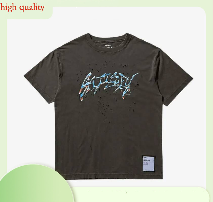 SATISFY Mens Designer T Clothes For Men Retro Dyeing Round Ne Ort Sve Pure Cotton Print Youth Casual Summer Top Trendy Tee Polo Shirt Oversized Shir