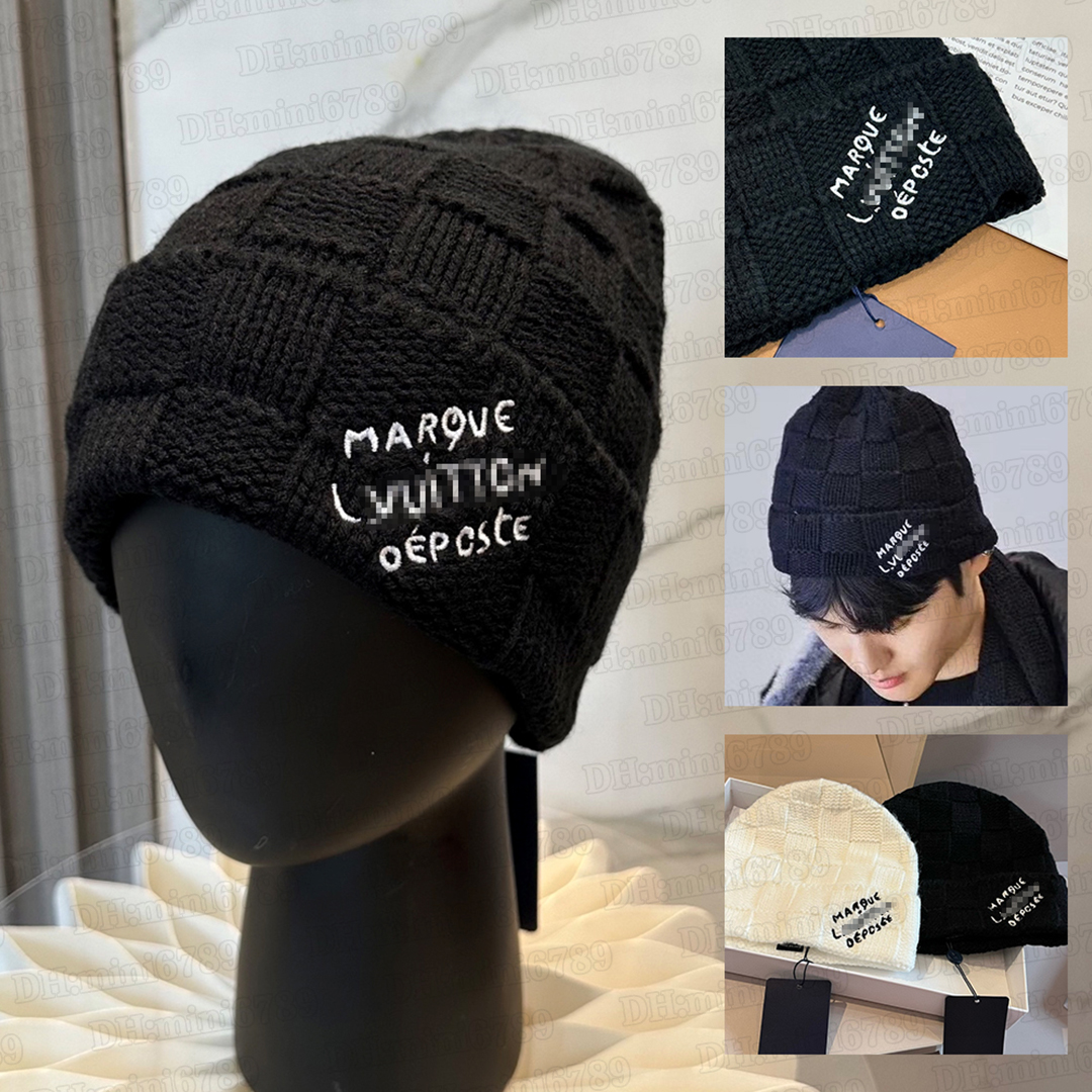 Designer Lvknitted Beanie hat bonnet Classic wool hat Lois V brand plaid soft hat high quality luxury pom pom autumn and winter wool warm knitted ha