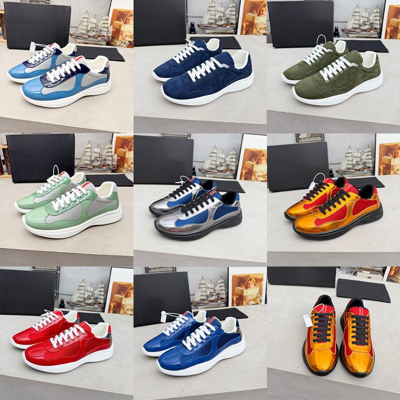 Hot Sale Designer Cup Sneakers Patent Leather Men Women America Cups Shoes Glossy Metallic Running Shoes Low Top Mesh Trainers Streetwear Size 35