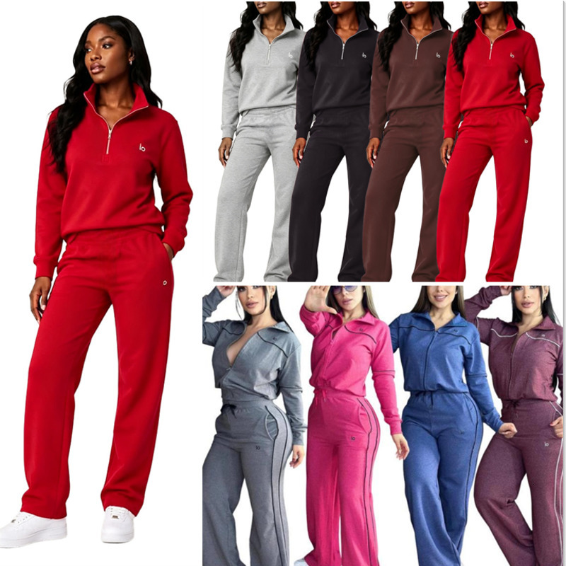 Designer Femmes Survêtements Deux Pièces Ensemble Nouvelle Tendance Lettre Brodée Sweat-shirt À Fermeture Éclair Pantalon De Jogging Multi-poches