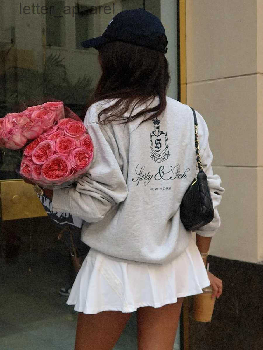 New York Letter Print Sweatshirt Women Classic O Neck Long Sleeve Pullover Autumn Casual Vintage Sporty Rich Sweatshirt 2024 New J250802