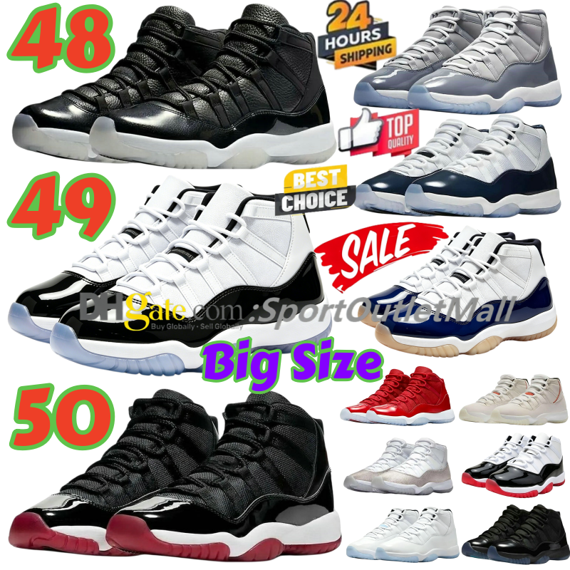 Big Size 11 11s Basketball Shoes Eur 48 49 50 us 14 15 16 2026 extra large Plus Space Jam Concord Bred Cool Grey 72-10 Gamma Legend Blue Jubilee 25t