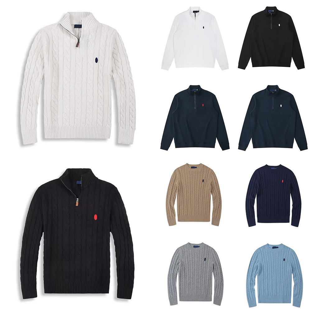 Ra ph Man Quarter Zip Designer Polo Sweaters Mens Zip up Cardigan Zippers Jackets Horse ball golf Luxe White Formal Black Pullover Knitted long slee