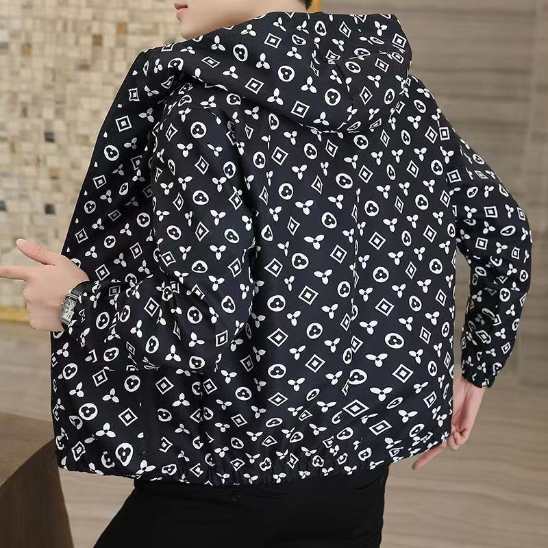 Spring/autumn men's youth hooded jacket, casual top, versatile slim-fit hoodie, trendy fashion men's clothing