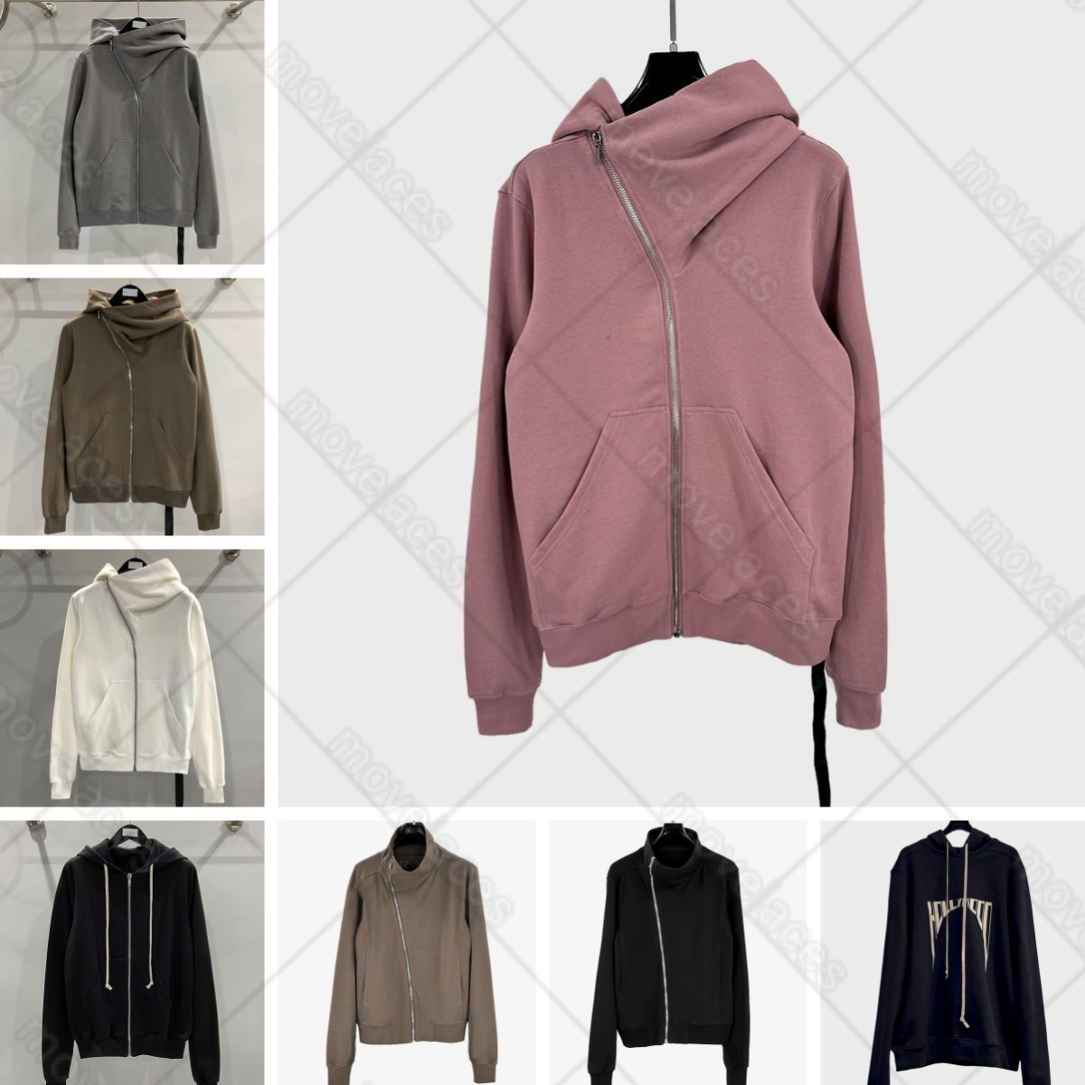 1:1 New Rickly owen Designer Mens Sweatshirts Wizard Hat Oblique Zipper Puk Rocks Hoodies Hiphop Streetwear Gothic Style Diagoal Zip Up Black Cloak