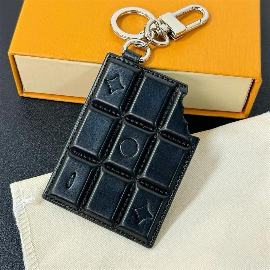 luxury bag charms designer keychains Mens Women CHOCOLATE BAR Leather Keyring Fashion Bag Pendant Key Chains