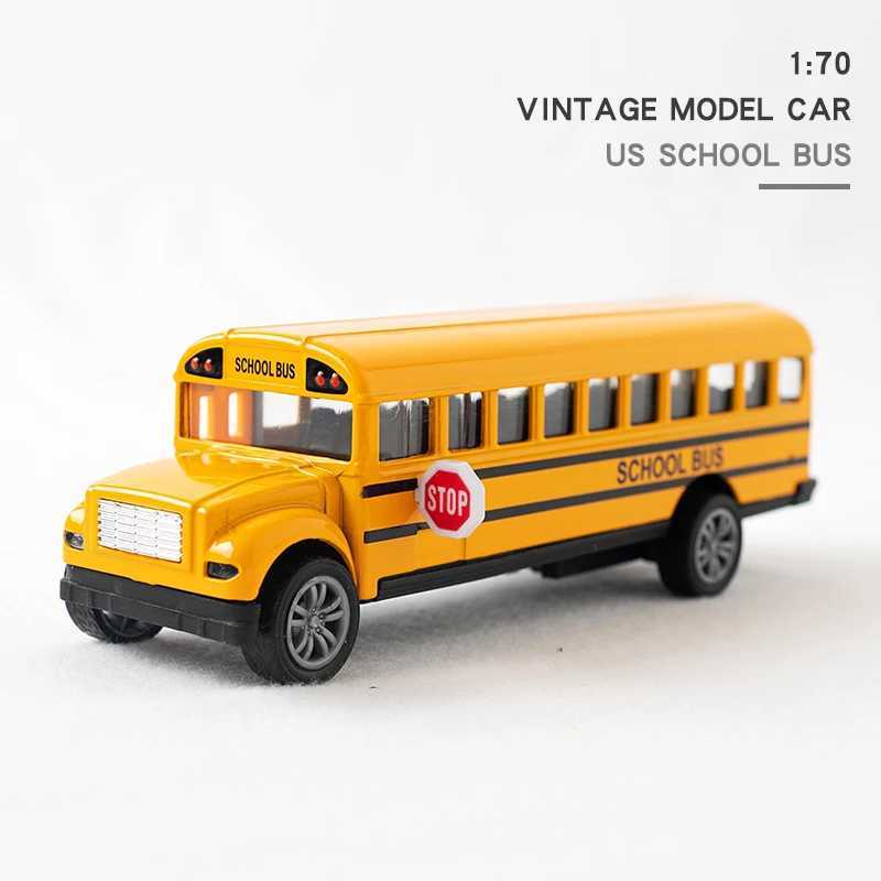 1 70 Alloy High Quality School Bus Car Model Classic Pull Back Car Miniature Vehicle For Collection Gift C260820
