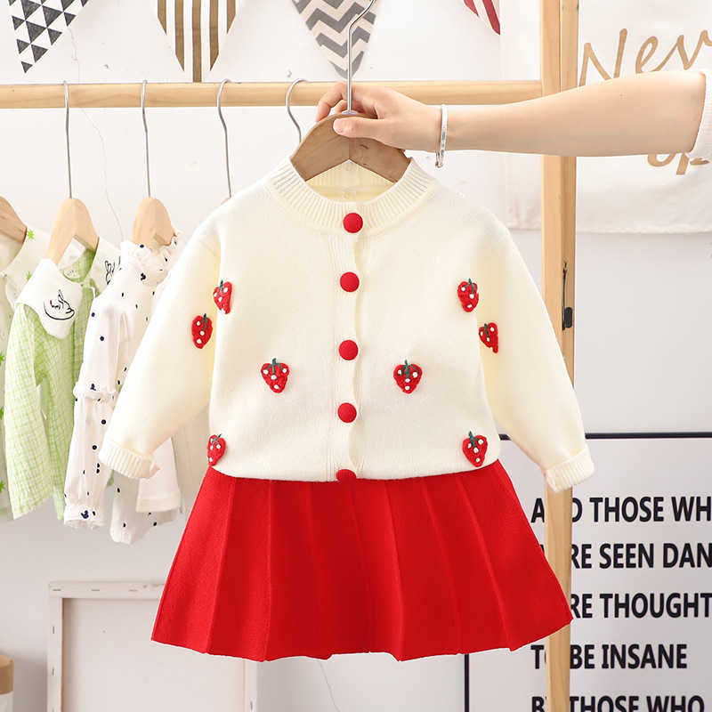 Girls' Knitted Cardigan Sweater Stylish Two-Piece Set for Girls L26821A