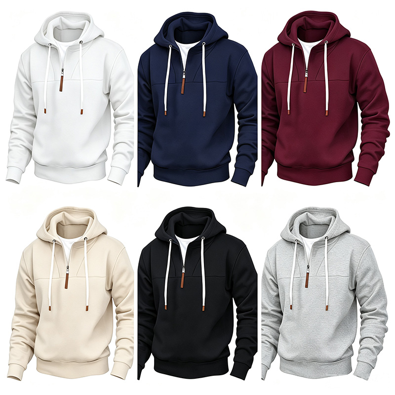 hoodie unisex quarter zip up hoodie long sleeve fleece pullover oversized solid color loose sweatshirt casual streetwear tops for men designer men h