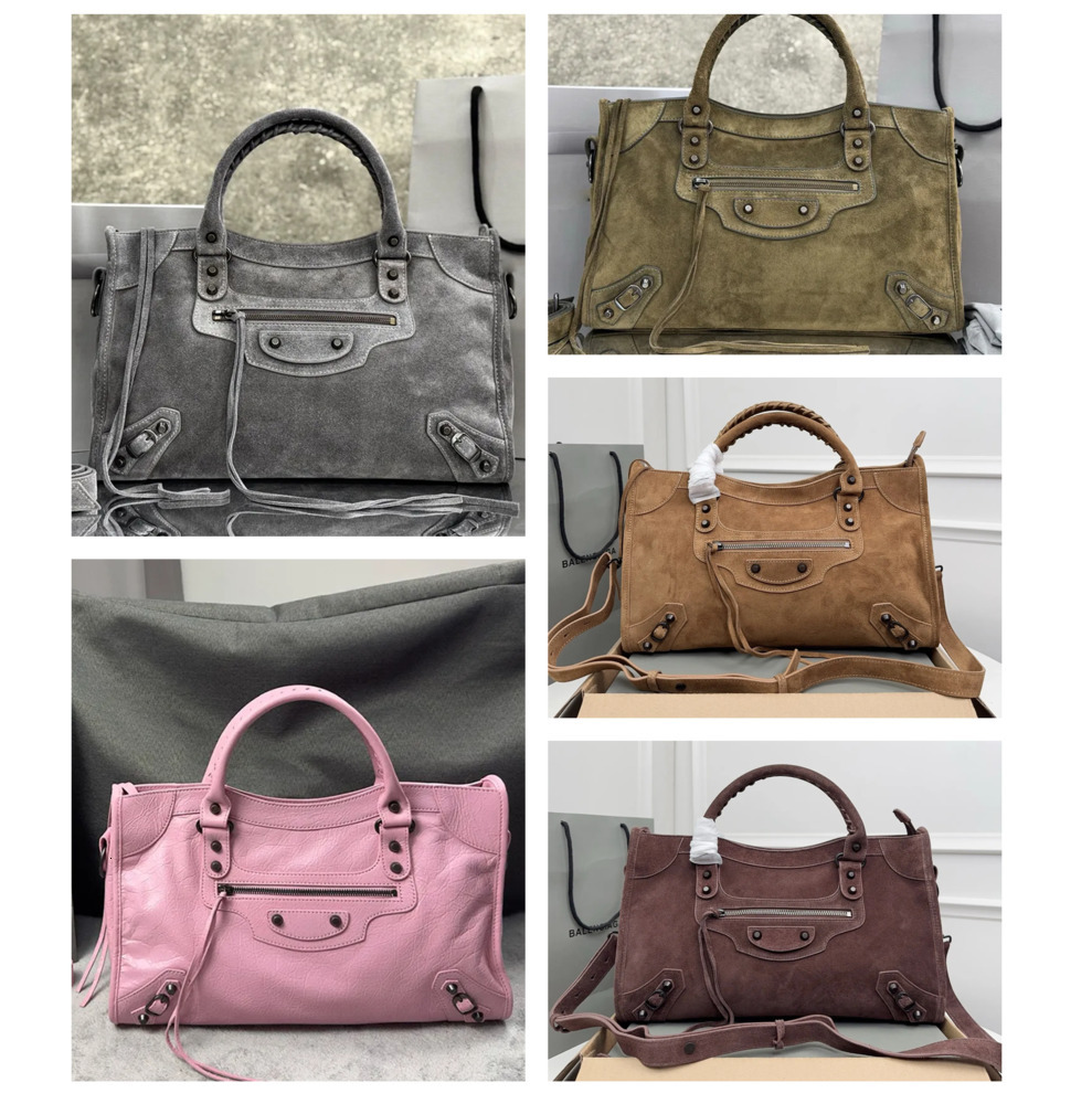 10A top hight quality le city bag Designer Motorcycle Suede Tote Bag Tassel Rivets Handbag Large Shoulder Bags Calfskin Leather lady Mutil Color 69