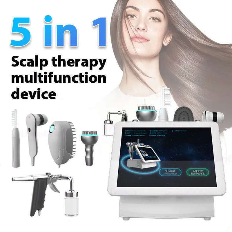 Upd High Quality 5 In 1 Portable Hair Beauty Scalp Massager Anti Hair Loss Scalp Analysis Treatment Hair Growth Therapy Instrument 200X/50X Hair Det
