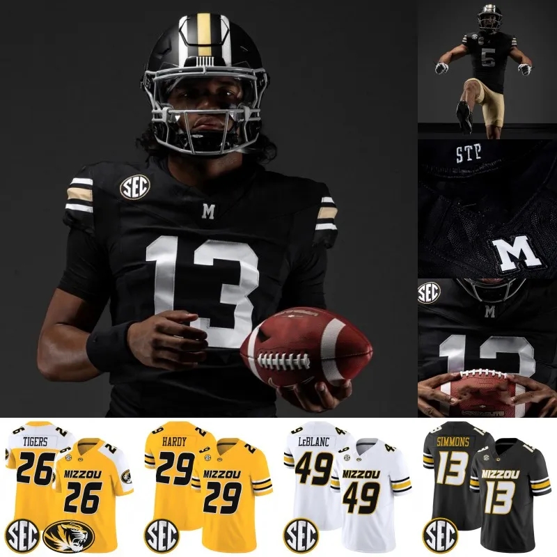 Maillots de football pour hommes 2026 Missouri College Tigers 13 Austin Simmons 29 Ahmad Hardy 20 Jamal Roberts 1 Donovan Olugbode 70 Cayden Gree