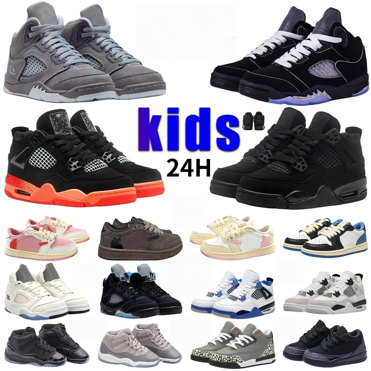 High Quality Oversized Youth Kids Sneakers for Older Boys Girls, Pink Gray Black Brown, Available Sizes US 3.5Y - US 6Y