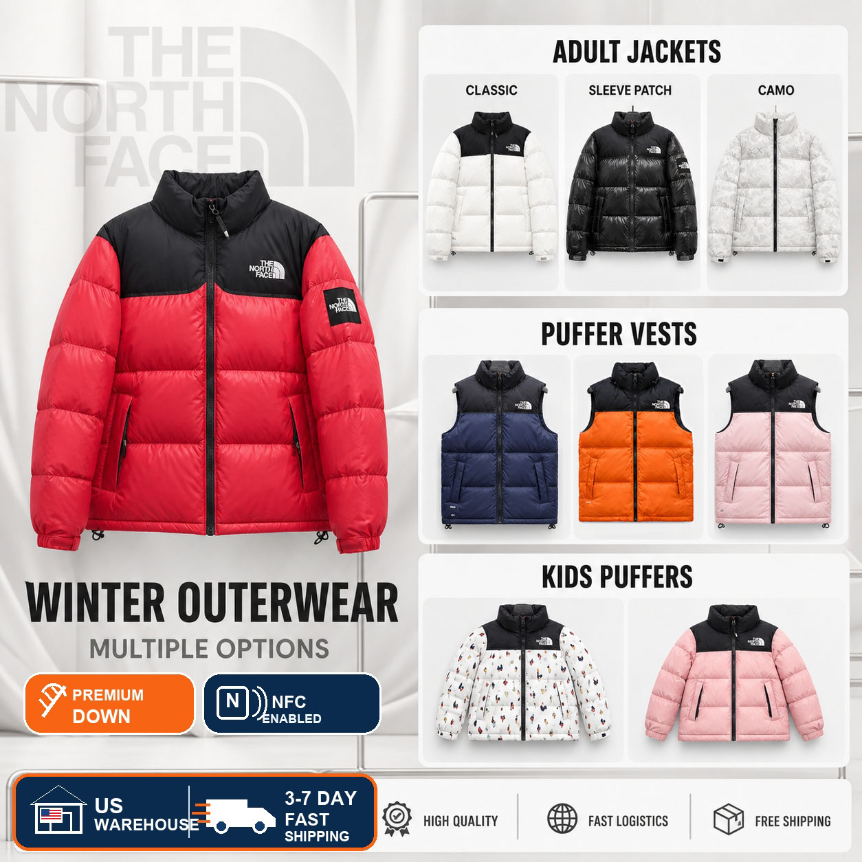 Northess Face700 Puffer Jacket Designer Jacket Down Jacket 90% Duck Puffer Jacket 1966 Puffer Jacket Embroidery Mens Jacket Coat Winter Warm Luxury