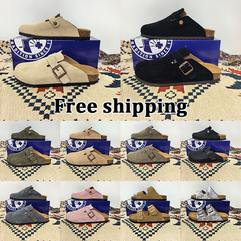 Free Shipping Designer Clogs Sandals Clog Slippers Cork Flat High Quality Fashion Summer Genuine Leather Slide Favourite Beach Casual Shoes Women