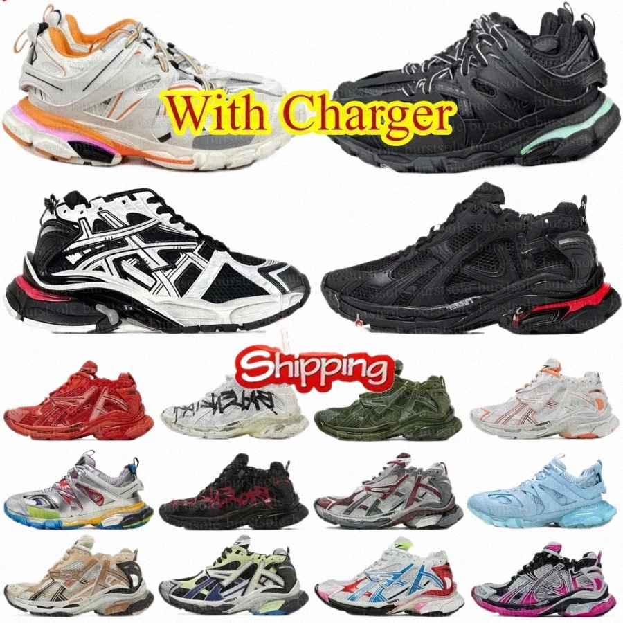 with box Runners 7.0 7.5 runer Track 3.0 real Led Designer Runner Casual Shoes mens womens Sneakers Platform Triple White Black Pink Dirty Grey men