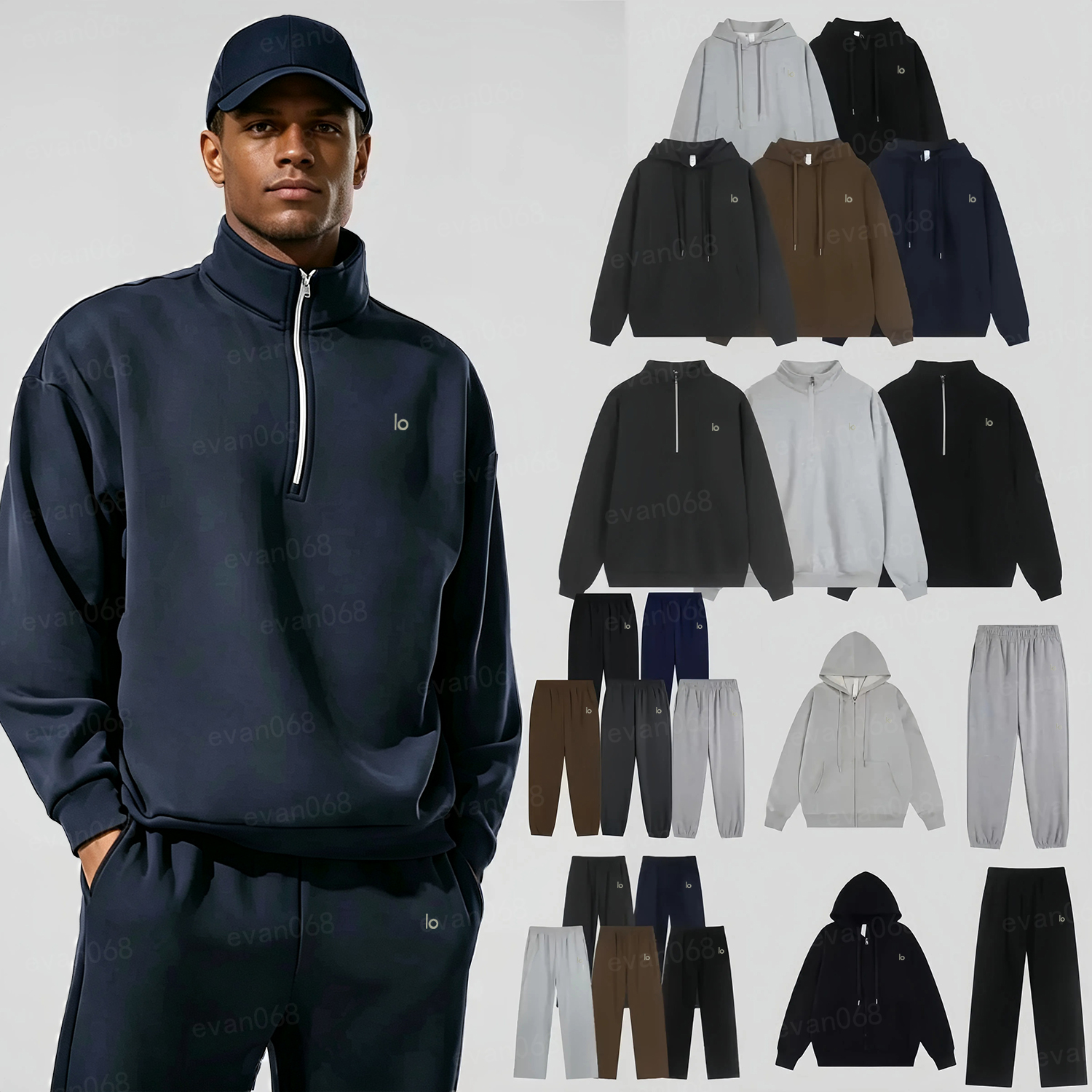 10A 2026 Sale Zipper Coat Basic Men Set Hooded Comfort Athletic Lounge Women Set Sweatshirt Pants sets Men Hoodie Jacket sweat half zip hoodie whole