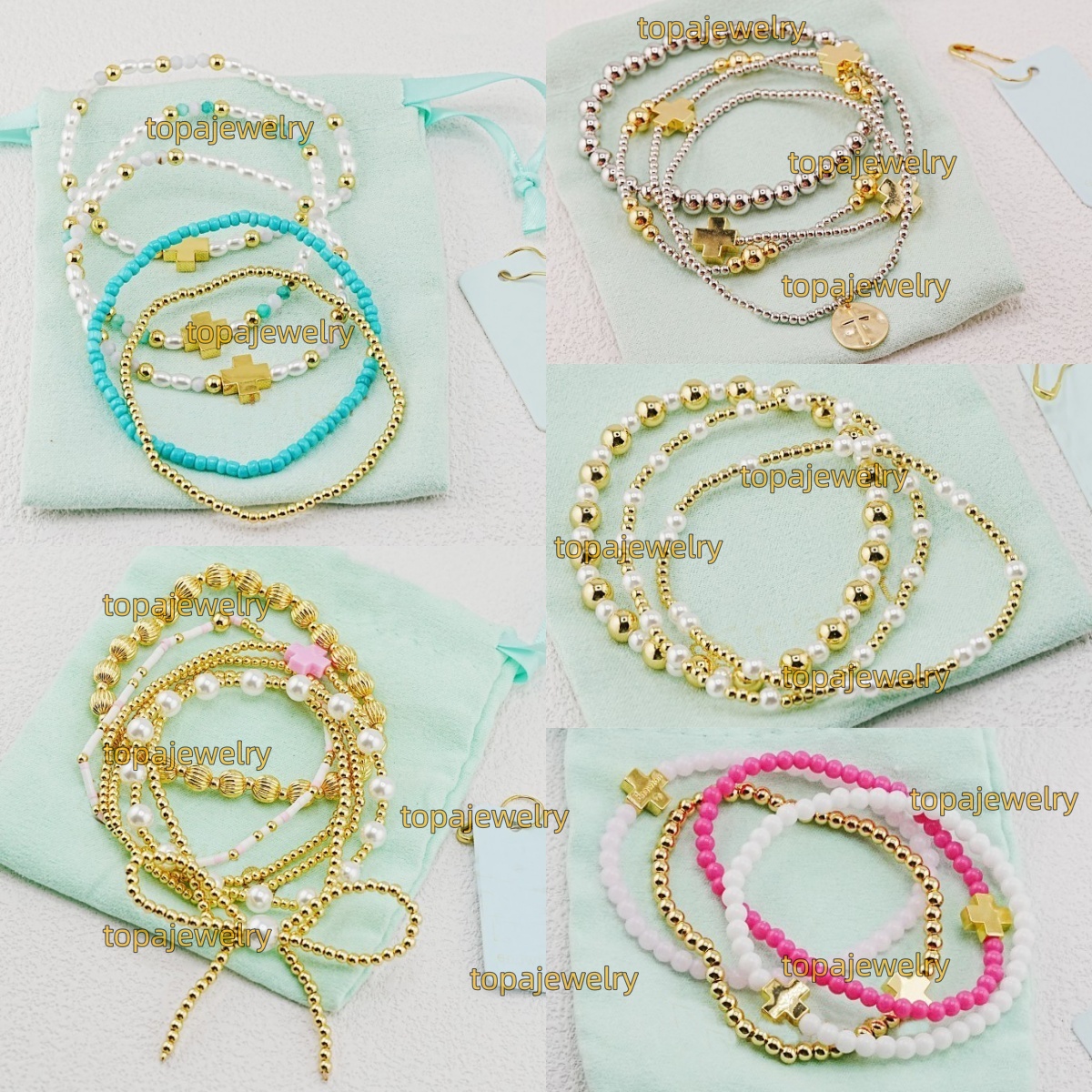 bracelet E newtons bracelet designer for women Cross Pendant Bracelets Bangles Colorful gold Beads chains luxury jewelry Set fashion Bracelet Christ