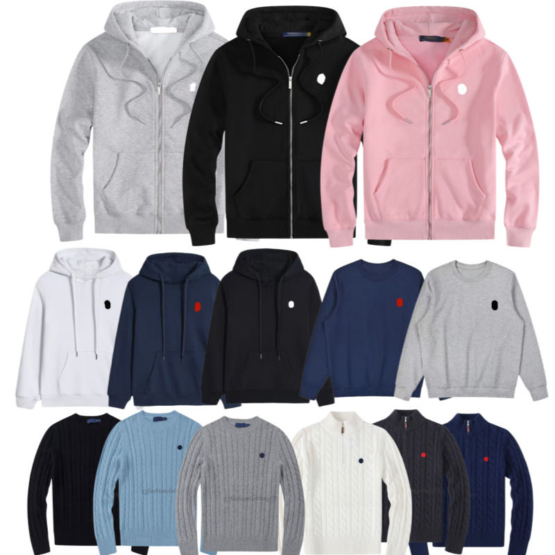 Designer polo hoodie Jacket Zip Up Hoodie CottonPolyester Optional Fashion Autumn Coat Mens Relax Fit Casual Athletic Hoody Pony Shirts Long Slve Pu