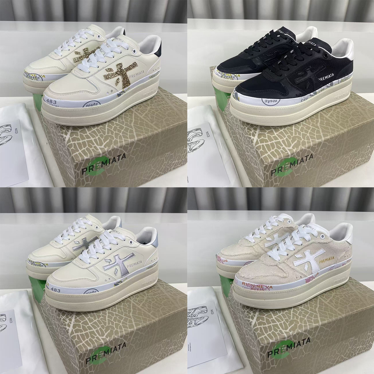 1 1 Premiata women tennis casual shoe low top sneakers man golf luxurys Designer run platform trainer Fashion Leather Suede Lace-up loafer Outdoor t