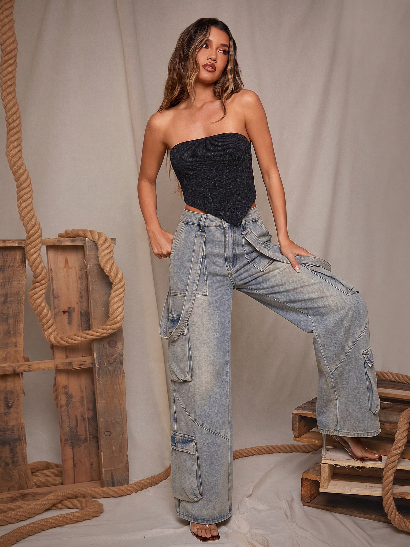 AAAA DG01 Comfortable High-Quality Wide-Legged Jean Trouser With Multiple Storage Compartments
