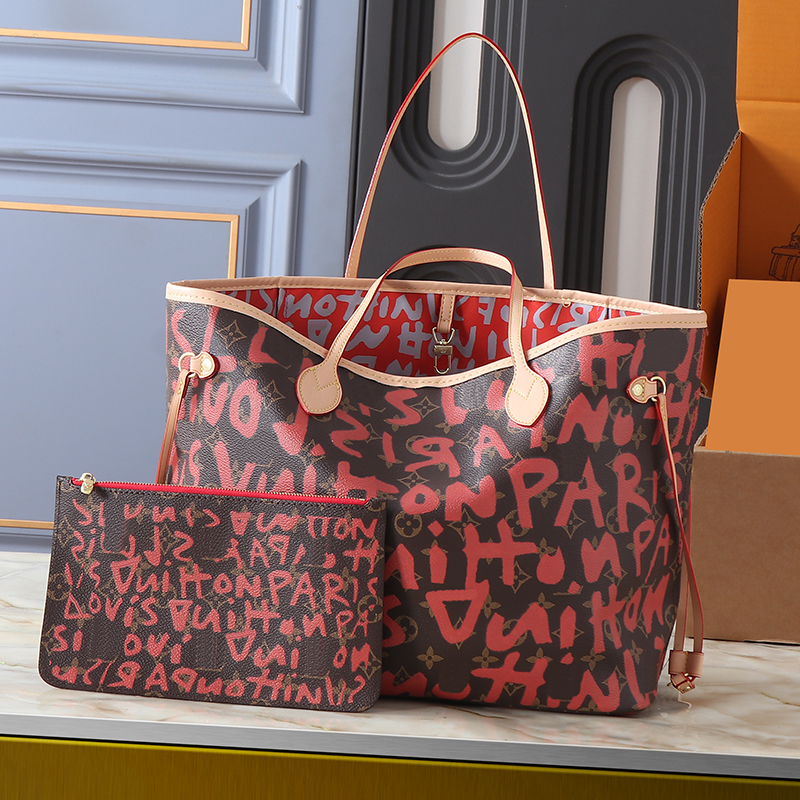 Carryall MM Tote Women Large Capacity Shopping Bag Nevereverfull Cargo Shoulder Handbag Multi Pocket Leather Trim Work Travel Purse