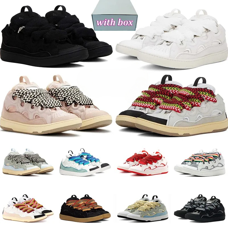 with box designer shoes sneakers for men women white ivory black leather mens trainers runners chaussure luxury platform shoe
