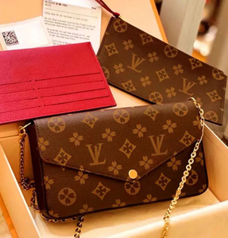 10A Bags 3/p Set Top Luxury Designer Wallet Shoulder Women Classic Flower Pochette Felicie Bag Leather Clutch Tote Messenger bags 2027