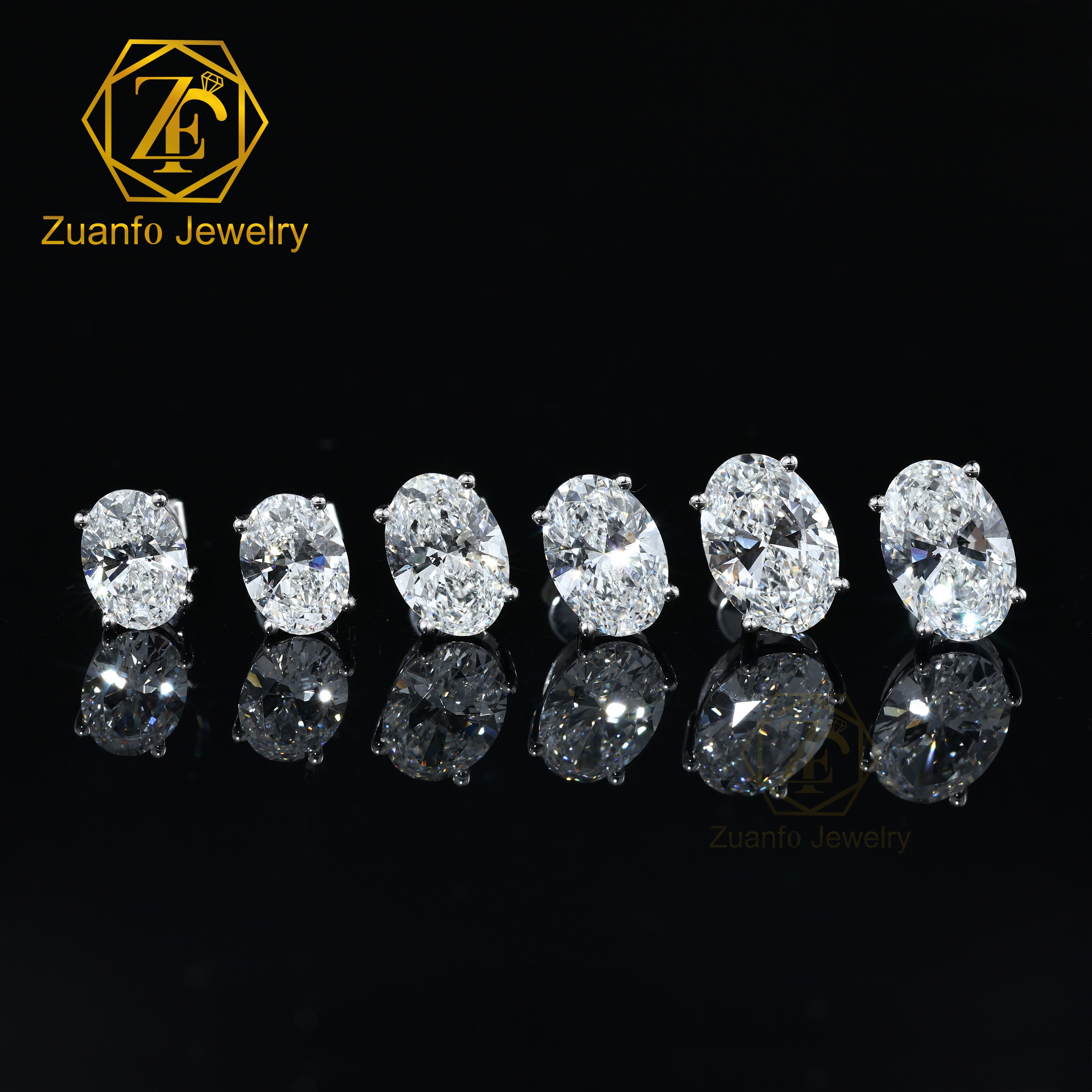 Custom Fine Jewelry 1.0- 3.0ct Oval Brilliant Cut Lab Grown Diamond Stud Real 14K Gold CVD HPHT Diamond Gold diamond Earrings