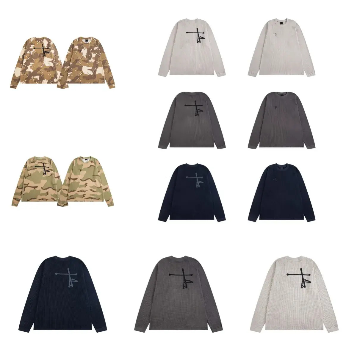 Men short sleeve T-Shirt Designer Men Set In Waffle Knit Long Sleeve T Shirts Cotton Casual Shirt Tees Y2k Shirts For Tee Mens Hip Hop Street Hoodie