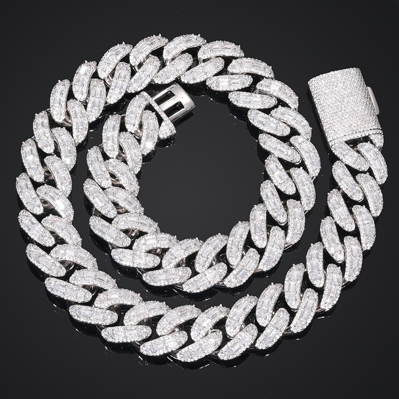 High quality Does not fade 20mm hip-hop bubble trendy light luxury niche Cuban chain, full Moissanite Moissanite necklace accessories and jewelry