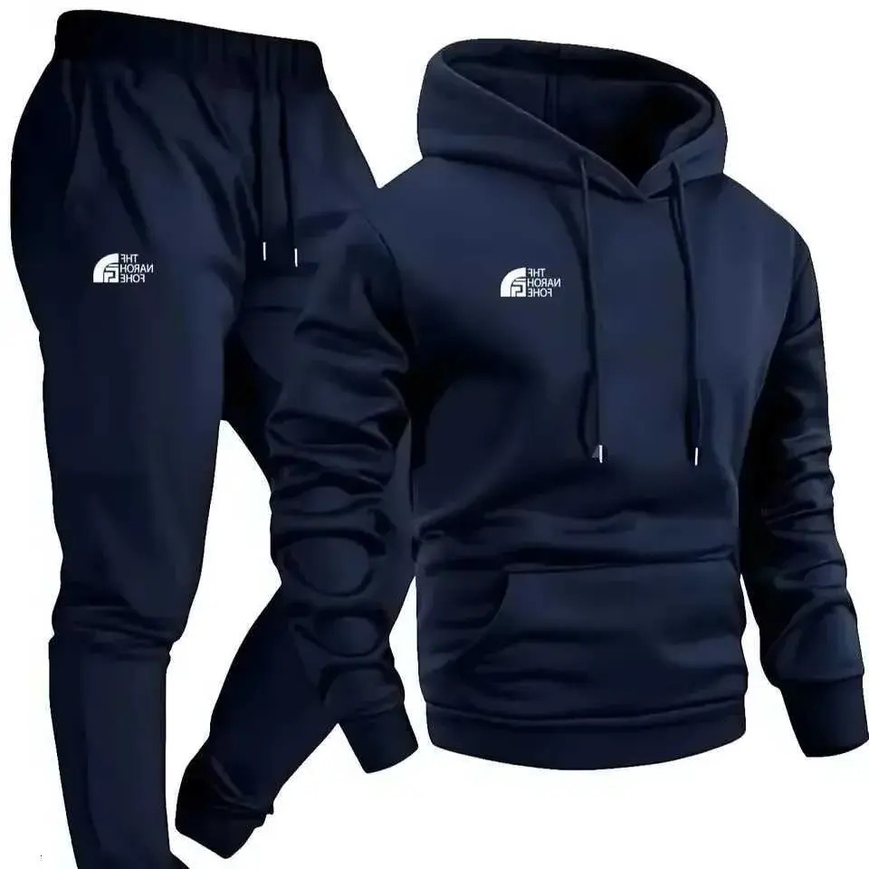 Men Tracksuit Mens Autumn Winter Pattern Casual Two Piece Set Hooded Sweatshirt swear set And Pants With Pockets Regular Fit Outdoor Sport Suit Spor