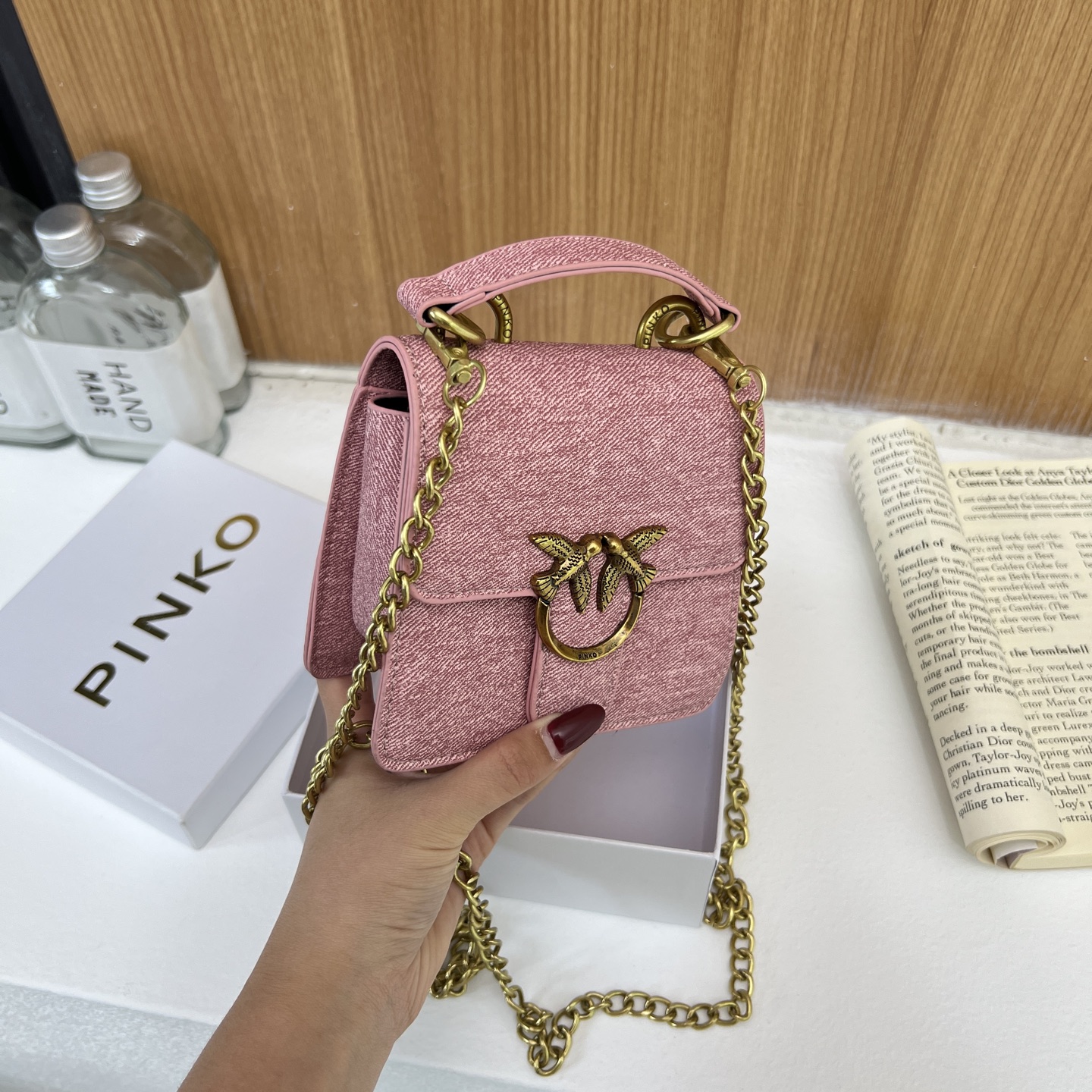 sac de designer Sacs de luxe Pinkoos Sac Puff Vintage Bird Boucle Mini Carré Flap Sac Vente Chaude Multi Denim Top Poignée Chaîne Sangle Femmes B